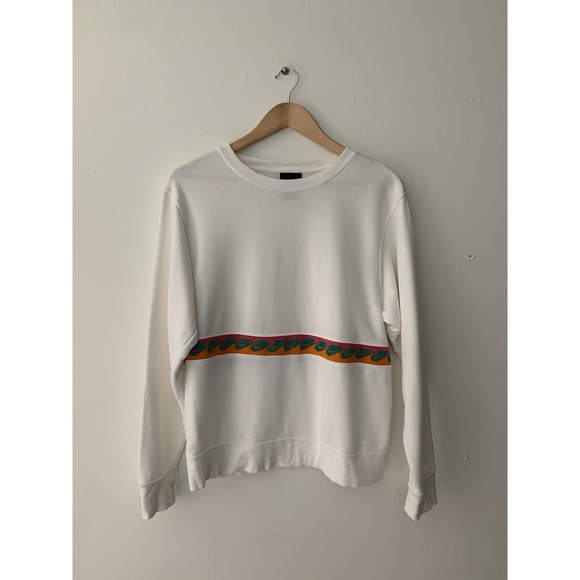 Nike Tops - Nike Sportswear "Not A Sample" Crewneck Pullover White Colorful Band XS Oversize